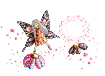 Design: fée Marevann, Tissu Fée des fleurs, design Marevann illustratrice.