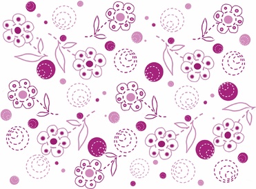 Design: Fleurs et ronds roses, Motif imaginé pour réaliser des vêtements pour petites filles.