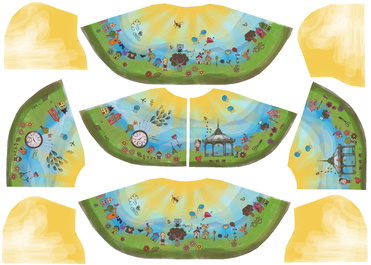 Design: cape pour bébé 6-12 mois by etpourquoipaslalune, cape pour bébé taille 6-12 mois. Votre enfant dont la tête devient un soleil... s'entoure d'un petit monde de verdure... et de créatures...