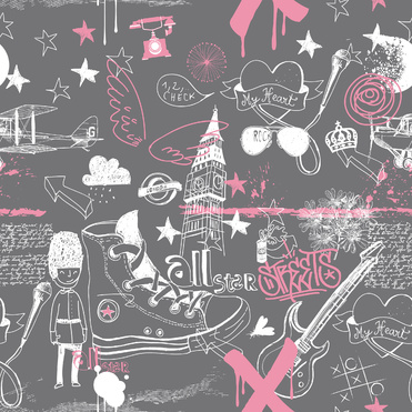 Design: london graffiti by etpourquoipaslalune, un petit air de londres façon graffiti tout en douceur... allez allez... on traverse la manche et on voyage !