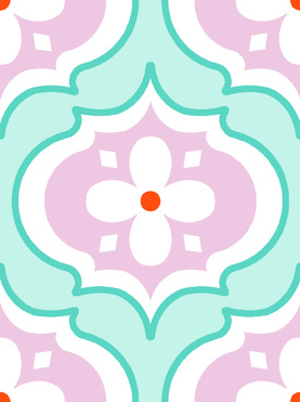 Design: Médina mint, Motif médina mint d'inspiration orientale. Coloris très pastel et frais. Pour voir le rendu du motif sur tissu, rendez-vous sur mon blog : http://tiboudpapier.blogspot.fr/. 
Le motif est plus clair une fois imprimé sur tissu.