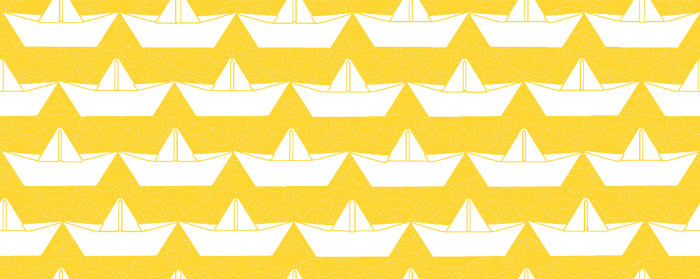 Design: bateau blanc fond jaune, 