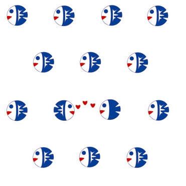 Design: little blue fish, petits poissons de Floride