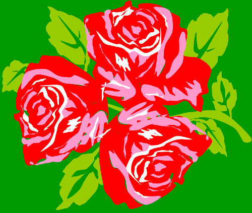 Design: Big Trois Fleurs, Big Tros Fleurs dans fund vert