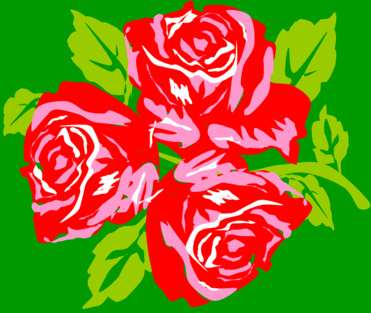 Design: Big Trois Fleurs, Big Tros Fleurs dans fund vert