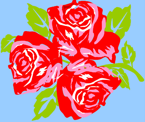 Design: Big Trois Fleurs bleu, Big Trois fleurs dans fund bleu