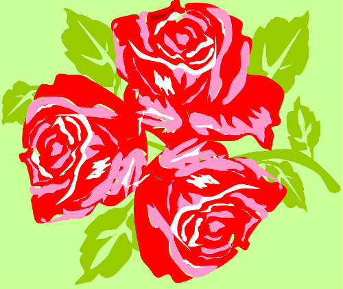 Design: Big Trois fleurs vert, Trois fleurs dans fund vert