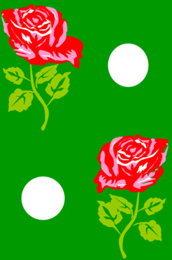 Design: Fleurs Rosa, Fleurs dans fond vert avec des boules
