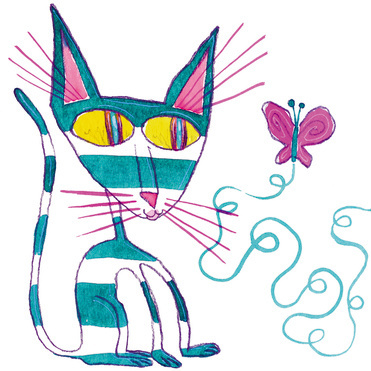 Design: Chat'illon!, Rencontre d'un chat et d'un papillon ! - Réalisé au crayon et à l'encre -