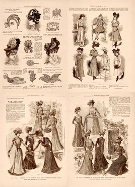 Design: Victorienne , Un beau tissu vintage couleurs sépia avec des belles Ladies de l'époque victorienne. 