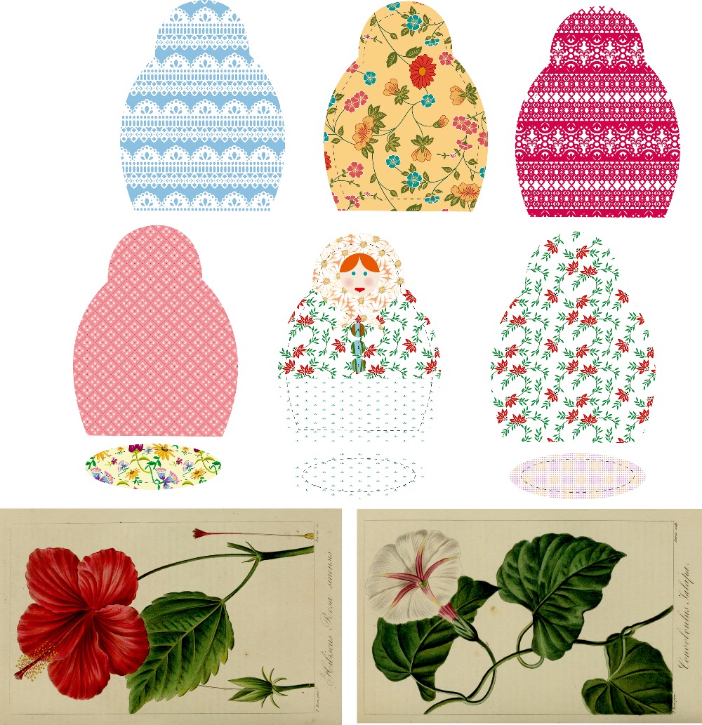 Design: Matriochka mod 1, Tissus motif pour matriochka