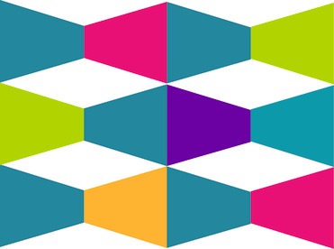 Design: géométrique 1, motif géométrique, bleu, verte anis, magenta et jaune indien