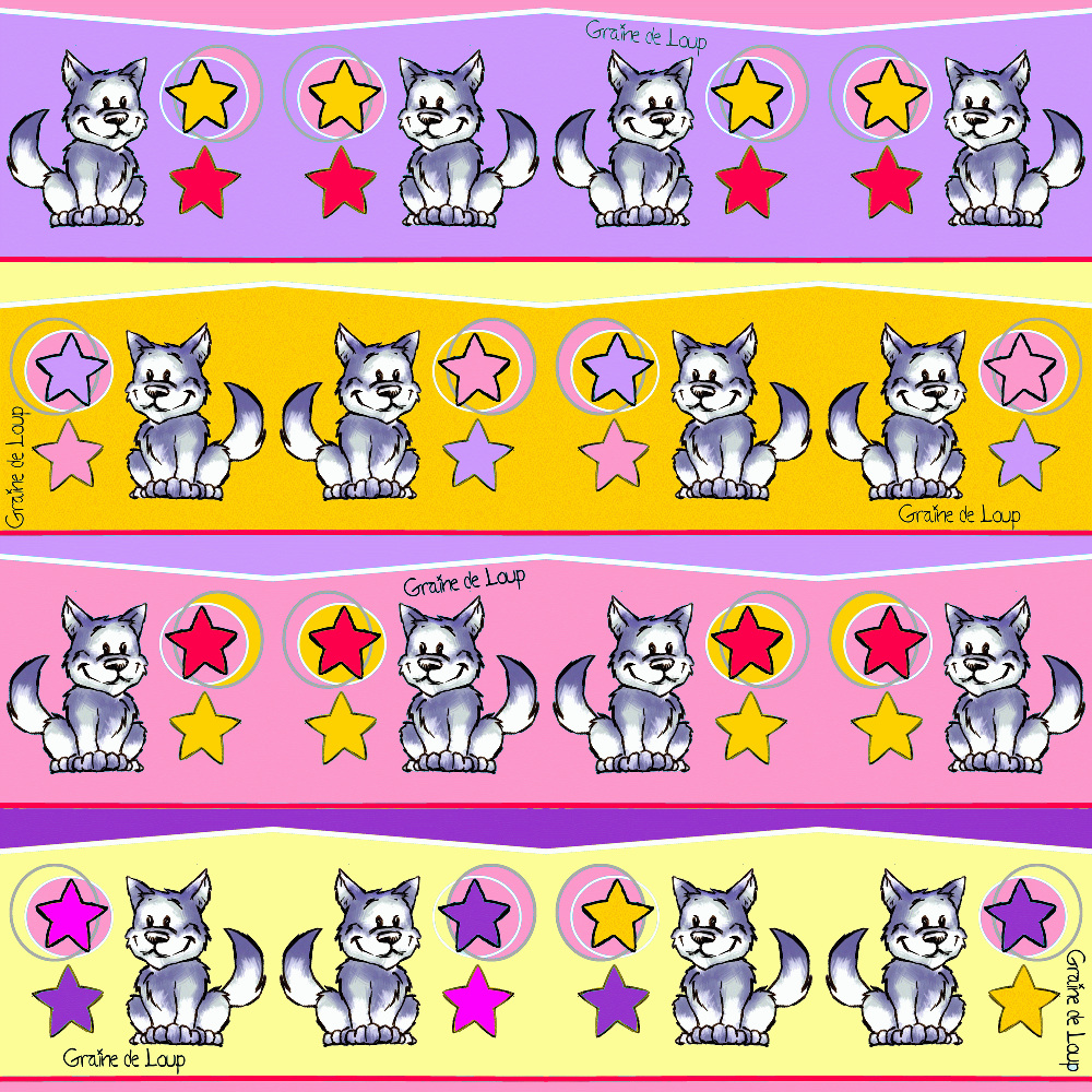 Design: loup & étoile fille, 