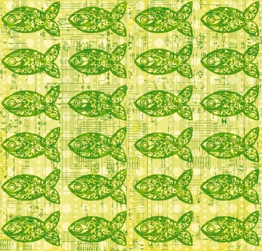 Design: Poissons Verts    ©2013Marie Bazin, Mes poissons sont partout, même ici. Des petits poissons verts, qui seront ravis d'égayer vos créations. 
Pour des créations uniques et personnalisées, contactez-moi !

Attention, j'ai forcé un peu les contrastes car si non, le rendu était un peu fade....