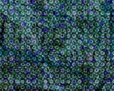 Design: Bleus de mer, Superposition de dessins et de peintures pour ce motif qui m'évoque la mer....pour une fois sans les poissons...(voir sur mon site). 