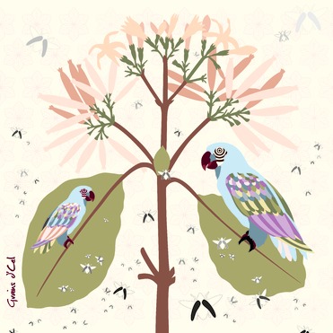 Design: Les perroquets, Grain d'Cel vous propose des motifs ou illustrations destinés à la décoration intérieure.

Les perroquets font partie d'une série de 3.