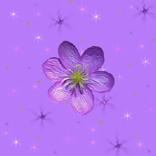 Design: fleur violette fond d'étoiles, 