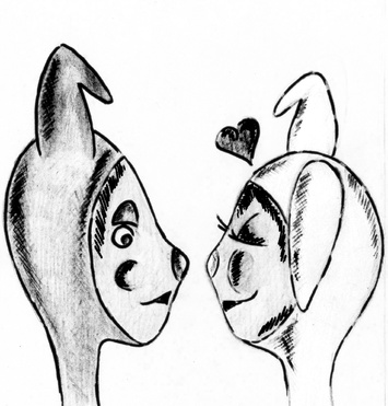 Design: lapins valentin, Un peu d'amour et de poésie dans mes gribouillages du soir, c'est ainsi, Au Fond d'mon arrosoir!