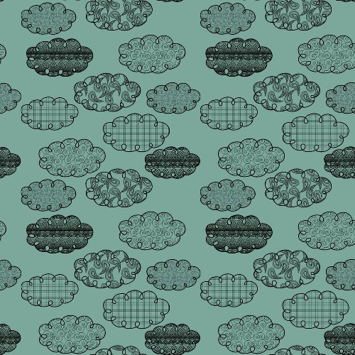 Design: Nuages soft Green, Motif Nuages imprimés vert industriel / Univers mode / décoration/ femme / enfants / 