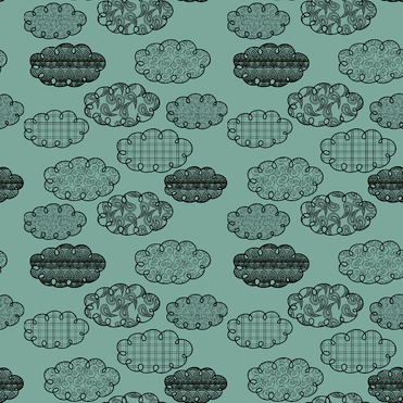 Design: Nuages soft Green, Motif Nuages imprimés vert industriel / Univers mode / décoration/ femme / enfants / 