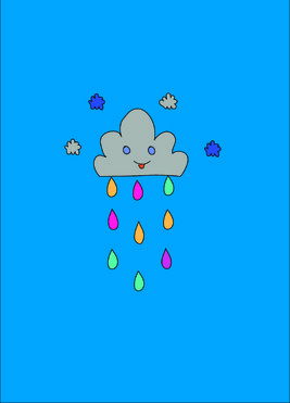 Design: nuage placé bleu, nuage pluvieux sur fond bleu