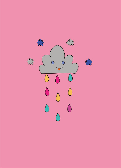 Design: nuage placé rose, Motif nuage pour enfant rose