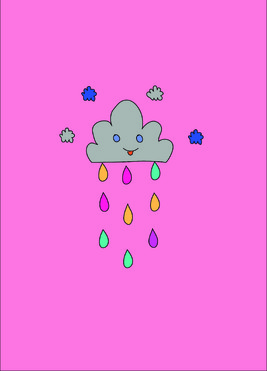 Design: nuage placé rose, nuage pluvieux sur fond rose pour enfants