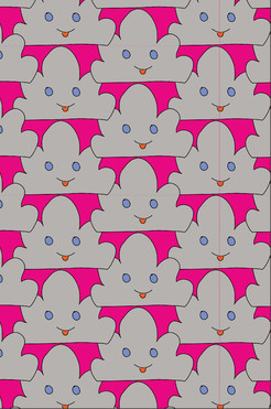 Design: muages sur fond rose, Nuages gris sur fond rose pour enfants