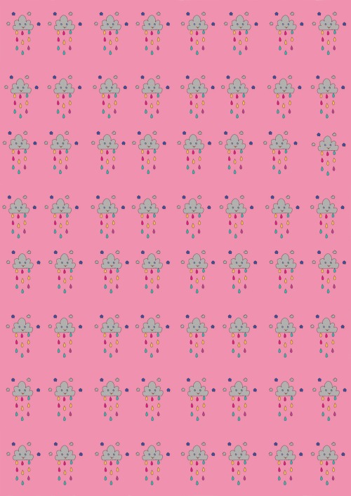 Design: nuages 1, nuages à répétition sur fond rose pour enfant