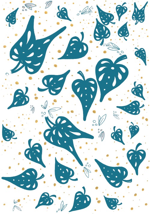 Design: Coeur de Feuilles, Des feuilles turquoises dans la fraîcheur d'un vent d'été.