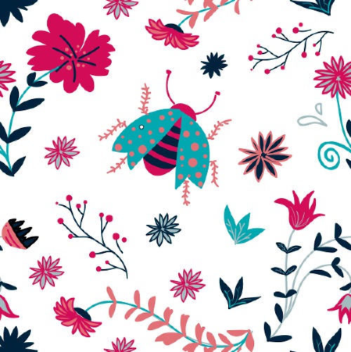 Design: Crazy lady bug, Une bestiole un peu folle dans son environnement champêtre.