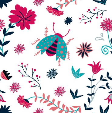 Design: Crazy lady bug, Une bestiole un peu folle dans son environnement champêtre.