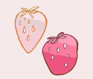 Design: strawberrys, dessin de fraises roses 