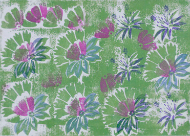 Design: fleur réhaussée, motif floral planche contemporaine impression indienne réhaussée