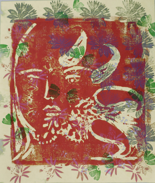 Design: visage fleur, motif visage floral contemporaine impression indienne 