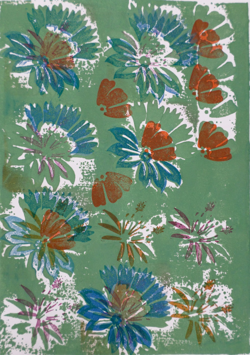 Design: planche fleur réhaussée, motif floral planche contemporaine impression indienne réhaussée