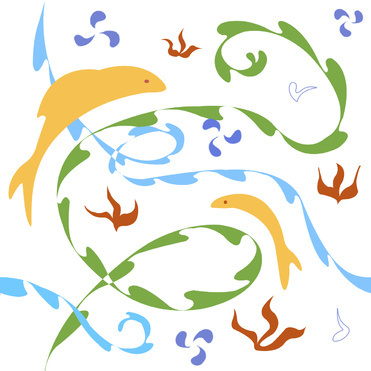 Design: joiia, Motif réalisé en 2004 pour un usage personnel. Je me suis inspirée du monde de la mer, j'ai également décliné ces formes pour la réalisation de bijoux fantaisies. Des formes stylisées, simples de poissons, algues et vagues en rubans.