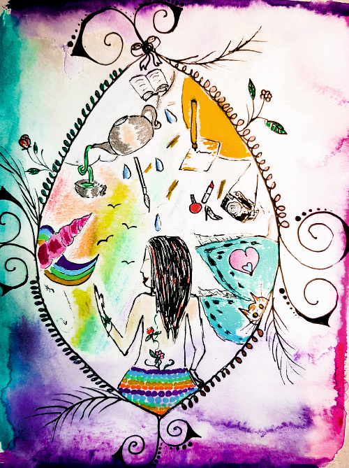 Design: Mylife, Se représenter dans la couleur! Aquarelles et feutres pour vous transporter dans un univers licornesque. À coudre selon vos envies!