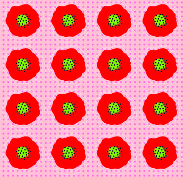 Design: Coquelicots, De beaux coquelicots sur un fond vieux rose à pois ! Design Bulle de surprise