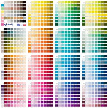 Design: Nuancier RVB Sam'Oz 88x88cm, Ce nuancier RVB est un véritable outil de travail pour créer vos motifs avec le rendu couleur le plus proche possible de vos envies. Commandez-le au format 1 mètre, résolution 300ppp. Vous pourrez le découper en carrés afin de vous faire un book plus facile à manipuler.