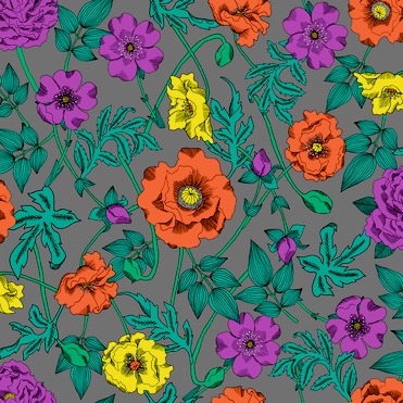 Design: Fleurs Grises, Fleurs originales, dessinées à la main et peintes à l'aquarelle