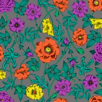 Design: Fleurs Grises : Fleurs originales, dessinées à la main et peintes à l'aquarelle