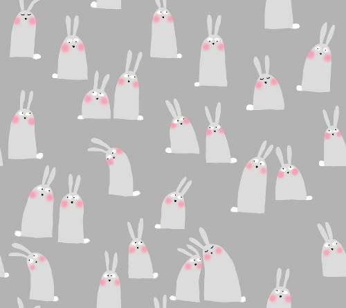 Design: élo - PETITS LAPINS, Des petits lapins en semi, parfait pour des tours de lit, des trousses et des sacs, des housses de couette, un petit rideau ou une mini-salopette d'été!