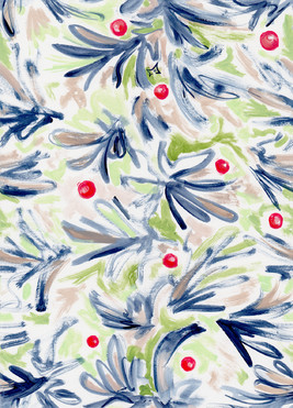 Design: Dans la Haie, Motif peint à l'acrylique, directement inspiré de mon jardin.