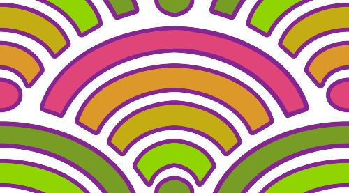 Design: Seigaiha vert jaune orange rose, 