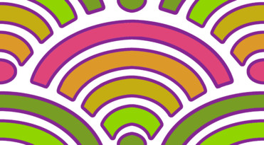 Design: Seigaiha vert jaune orange rose, 