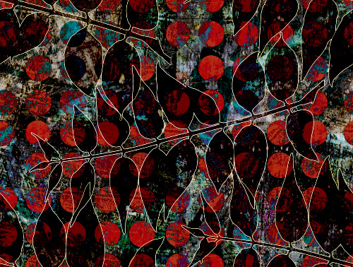 Design: ALICIA  ©2014 Marie Bazin, ALICIA prend des airs de rentrée....Feuillage et points savamment unis pour créer un motif all over original et qui mettra toutes vos créations en valeur.