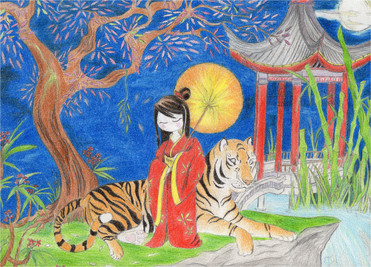 Design: asia, Voyage en chine avec une Geisha et son tigre