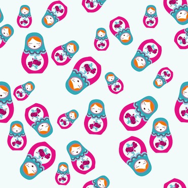 Design: Matriochka Rose, tissus enfants colorés 