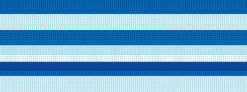 Design: Les rosaces d'Ila, http://ila-lila.blogspot.fr/2014/08/bikini-pour-louloute.html

pour voir une utilisation de ce tissu... bleu, si bleu !

L'imprimé est composé de petites rosaces alignées, comme des pois très légers. 
En arrière-plan, des bandeaux d'un bleu plus soutenu viennent former de larges rayures.
Les rosaces font environ 1 cm, les rayures environ 18 cm.

Pour voir un zoom du motif, merci de regarder la version "Les rosaces indy".